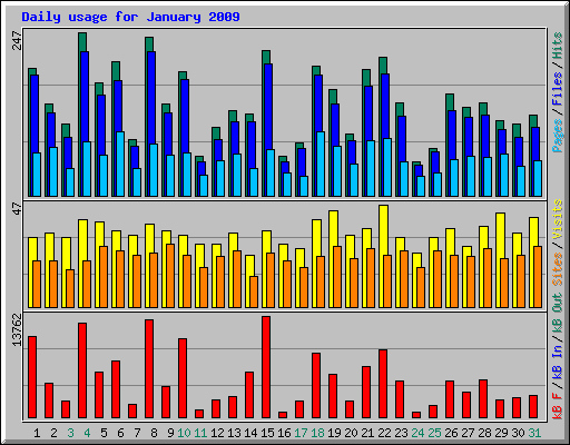 Daily usage for January 2009
