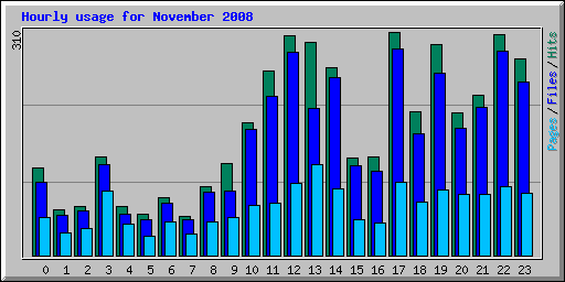 Hourly usage for November 2008